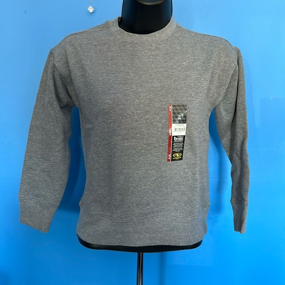 Boys Athletic Works Fleece Shirt Size M Gray Long Sleeve Warm Pullover